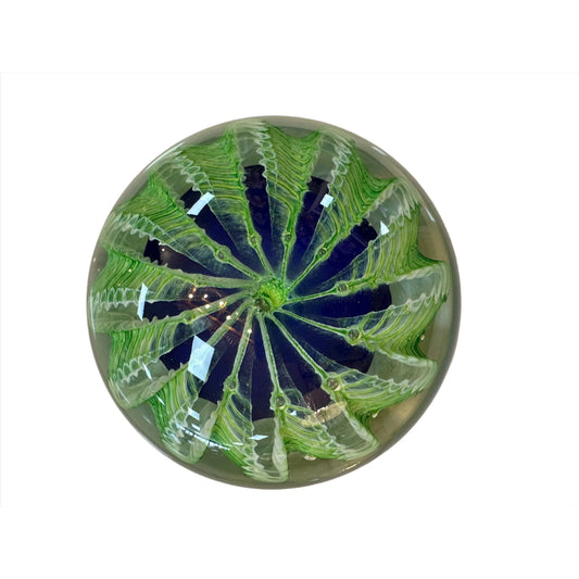 Glass Paperweight - Green Abstract