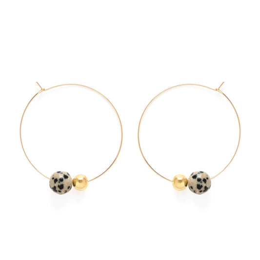 Orbit Hoop Earring - Dalmatian Jasper