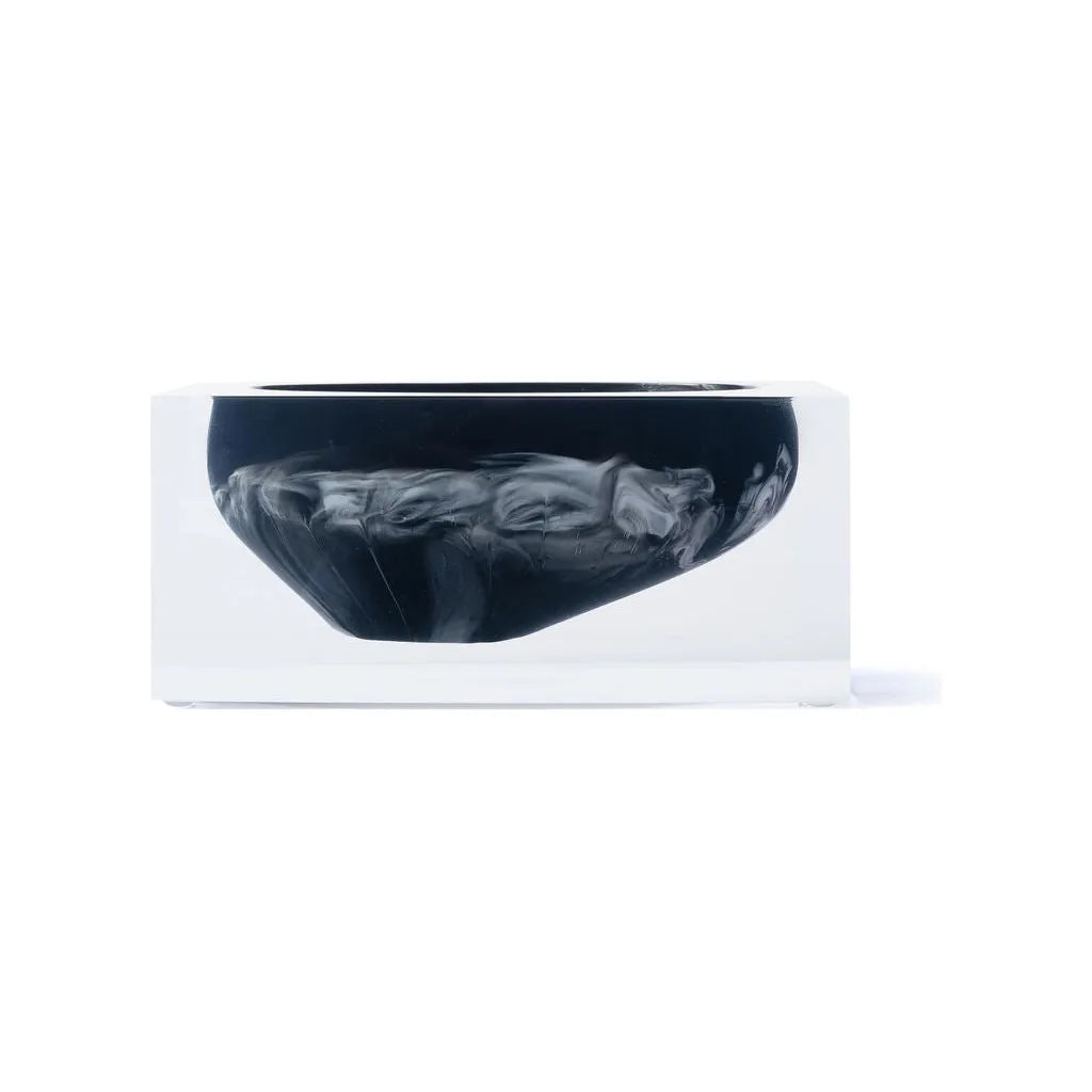 Acrylic Block Bowl - Black Marble