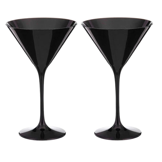 Black Martini Glass S/2